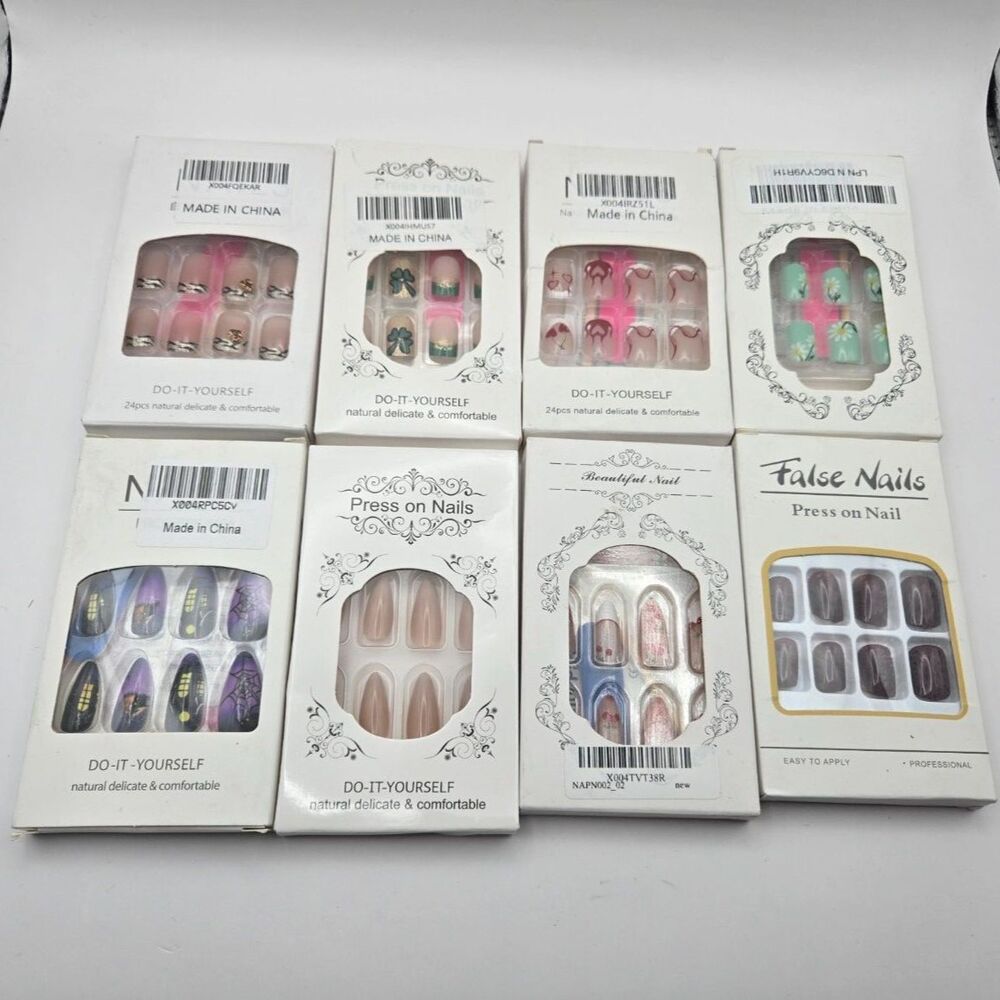 Mixed Lot of 8 Packs – Assorted Press-On False Nails Unbranded